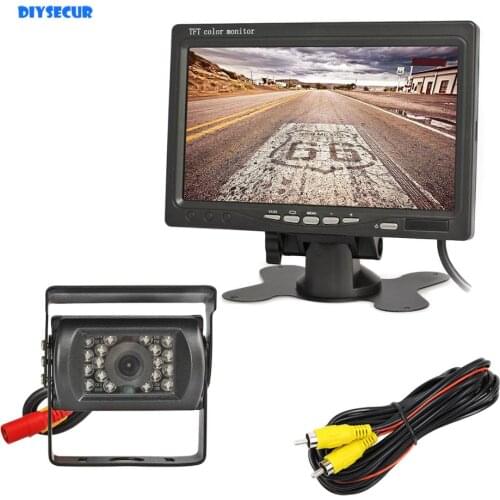 DIYSECUR DC12V-24V Reversing System 7" TFT LCD Car Monitor + IR Night Vision Rear View CCD Camera + Remote Control