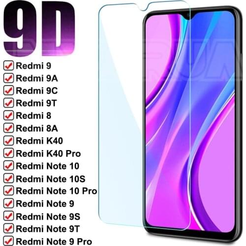 9D Tempered Glass For Xiaomi Redmi 9 9A 9T 9C 8 8A 7 7A Screen Protector Note 10 9 8 7 Pro 10S 9S 9T 8T Protective Glass Film