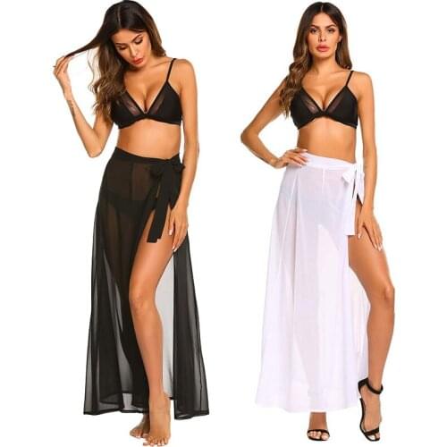 Womens Swimsuit Cover Up Summer Chiffon Short Sarong Beach Sheer Wrap Skirt Swimwear Bikini Cover-ups Women