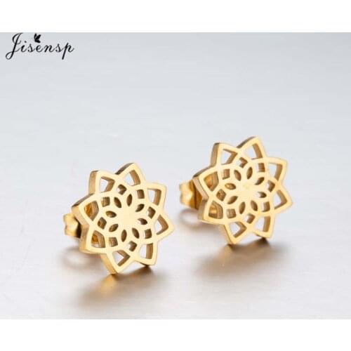 Jisensp Indian Fashion Style Mandala Chrysanthemum Flower Earrings for Women Simple Plant Jewelry Gift boucle d'oreille femme
