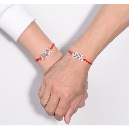 IYOE 2pcs/set Together Forever Wish Card Couple Charm Bracelet For Women Men Handmade Vintage Geometric Infinity Paired Bracelet