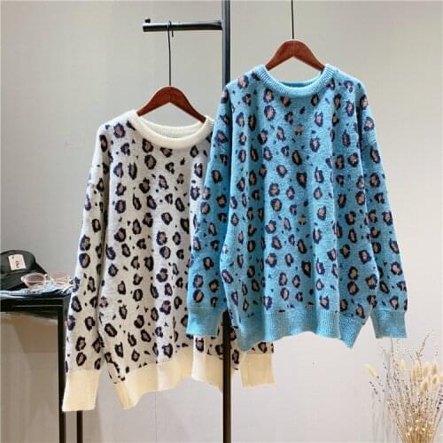 2020 Autumn Knitted Loose Leopard Print Women Warm And Pullovers Winter Sweater Tricot Pull Femme