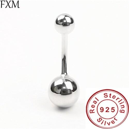 925 silver belly button ring navel bar body piercing jewelry for women anti-allergy simple classic