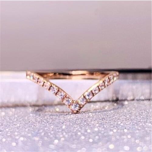 YUN RUO Titanium Steel Wedding Ring For Women V Lover Elegant Micro-inclosed Cubic Zirconia Rose Gold Engagement Fashion Jewelry