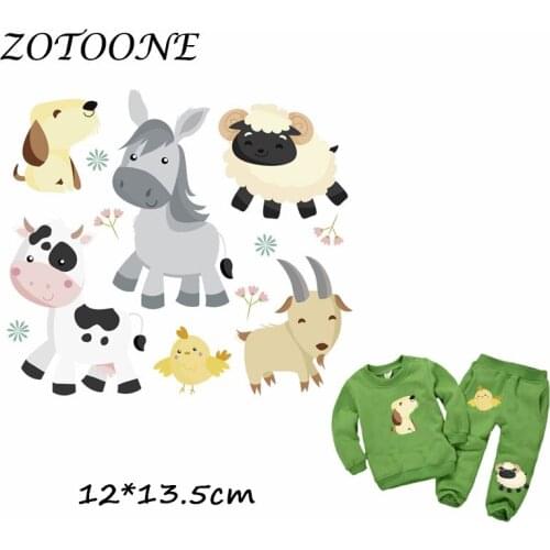 ZOTOONE Heat Transfer Clothes Stickers Farmer Animal Patches for T Shirt Jeans Iron-on Transfers DIY Applique Clothes Parches C