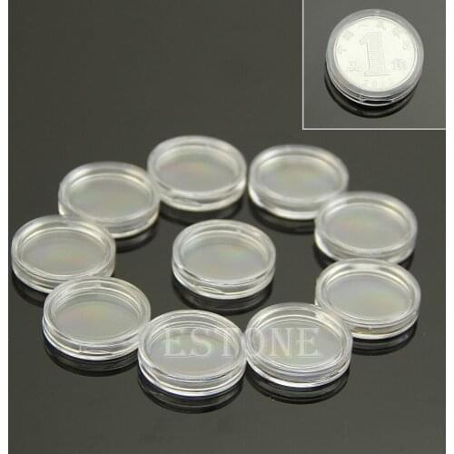 10Pcs 18mm Applied Clear Round Cases Coin Storage Capsules Holder Round Plastic