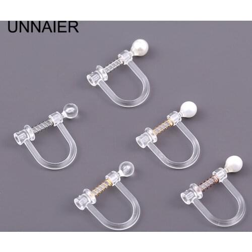 Resin ear clip Female U type spring Transparent Invisible Painless Earless hole Clip type Hand made diy ear accessories