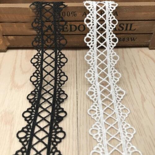 15yards/lot Embroidery Polyester White Black Lace Trims Diy Chocker Jewelry Water Soluble Lace Ribbon Clothes Accessories