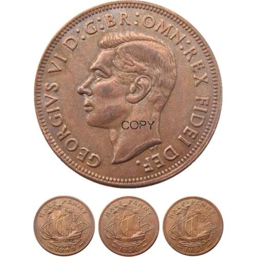 1949 1950 1951) United Kingdom half penny Old Coins Great Brittain Vintage Copy Coins