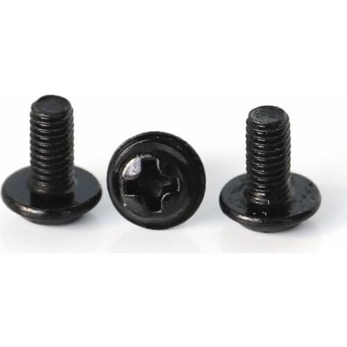 30pcs M2.5 carbon steel black semi-circular head with pad Phillips head round heads household screws bolt screw 4mm-10mm length