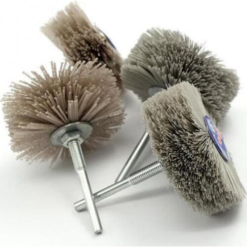 4 Pieces 80*30*6mm Drill Abrasive Wire Grinding Wheel Nylon Bristle Polishing Brush For Wood Furniture Mahogany