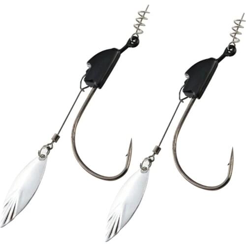 4pcs Spinner Weighted Hook with Twist Lock Lead Head Hook Spin Superline Spring Hook Swim Bait Swim Blade Jig head Hook