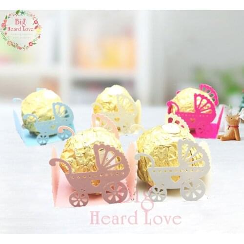 50pcs/lot Baby Carriage Laser Cut Candy Bar Birthday Party Favors Chocolate Wrappers Bar Baby Shower Party Gifts and Supplies