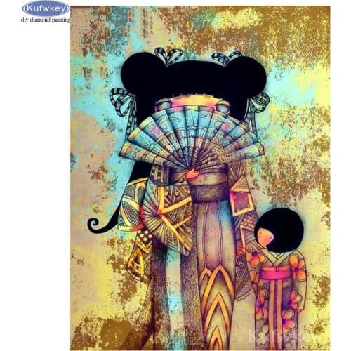 5d round Diamond Painting Kimono doll picture Diamond Embroidery Japanese girl Cross Stitch Full Square Handmade Gift Home Decor