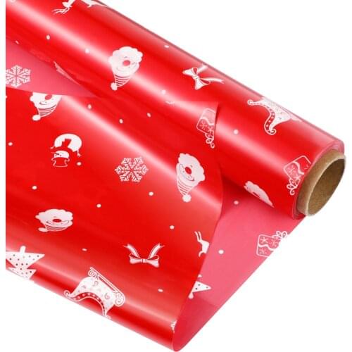 ABOOFAN 2.5 Mil Christmas Cellophane Wrapping Paper Snowman Xmas Pattern Cellophane Wrap Roll Gift Crafts Flower Fruit Basket