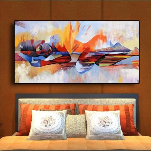 Big Vivid Colorful Lord Buddha Abstract Oil Painting on Canvas Religious Posters and Prints Wall Art Pictures For Living Room