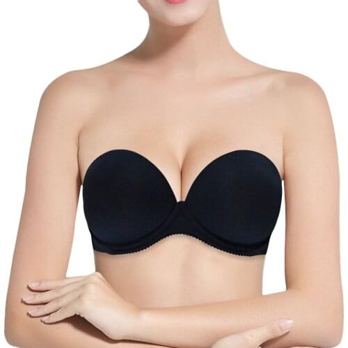 New Women Bralette Ultra Thick Padded Underwire Push Up Bra Strapless Convertible Adjusted-straps Underwear Ladies Sexy Lingerie