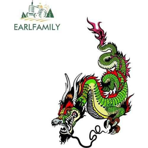 EARLFAMILY 13cm x 8.4cm for Green Dragon Motorcycle Car Stickers Bumper Window Personality Creative Sticker Car Styling Decal