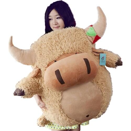 Fancytrader 31‘’ Giant Soft Stuffed Bull King Plush Toy Doll Stuffed Ox Cow Pillow Cushion Gift for Kids Friends Home Deco 80cm