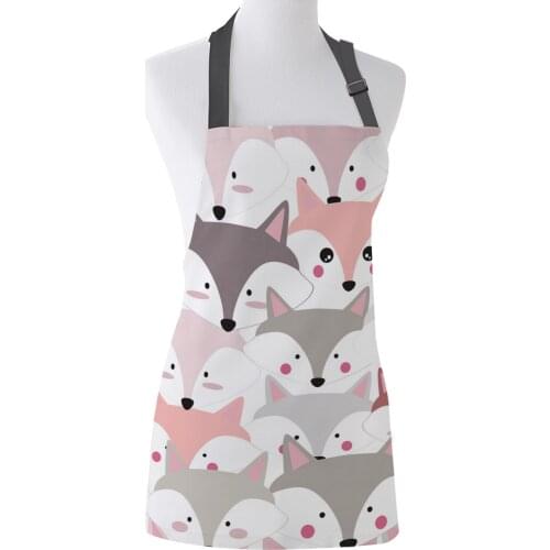 Animal Color Fox Art Apron Adult Kids Bibs Home Cooking Baking Restaurant Kichen Aprons for Woman Cleaning Apron