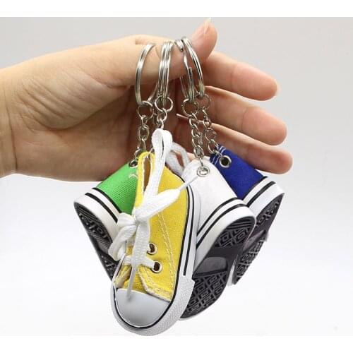 Creative Mini Simulation Canvas Shoes Keyring For Women Girl Cute Backpack Car Key Pendant Fun Holiday Jewelry Gifts