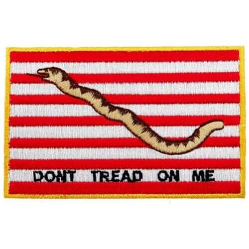 Hot! DON'T TREAD ON ME US NAVY JACK FLAG iron on PATCH AMERICAN embroidered GADSDEN (Size is about 8.9 * 5.8 cm)