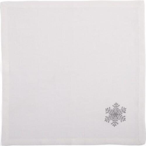 Linen Silver Color Snowflake Brodched Set of 4 Napkins, 45*45 cm., dining Room, Table Napkin, Garden Table