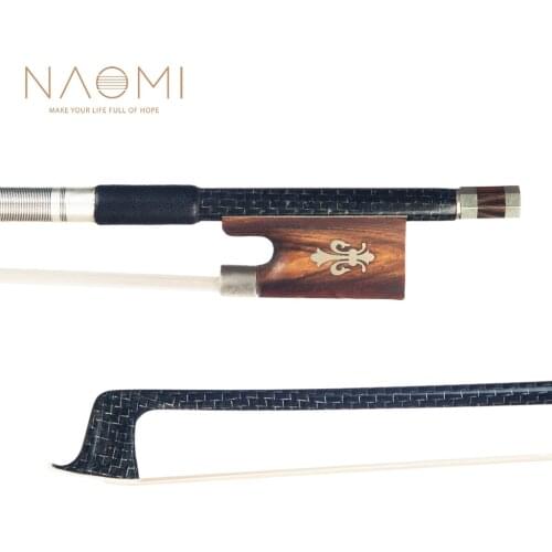 Naomi Master Carbon Fiber Bow 4/4 Fiddle Bow Silver Silk Braided Carbon Fiber Bow Ox Horn Frog Natural Horsehair Durable Use
