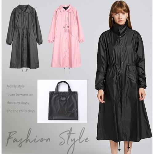 Fashion long raincoat Women Waterproof Windproof Hood Ladies Raincoat rain cover With Hood and Multicolor Pattern