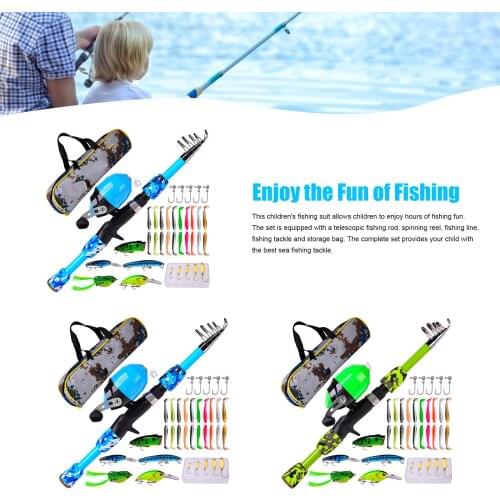 Kids Fishing Pole Set Beginners Portable Fishing Rod Reel Kit Portable Fishing Rod Package With Combination Sea Fishing Reliable
