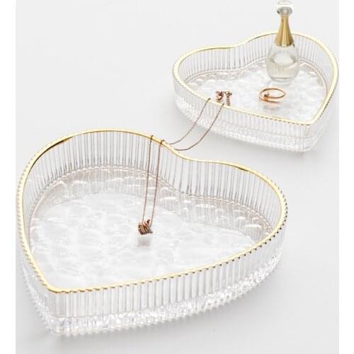 Nordic Phnom Penh Heart-shaped Glass Plate Dessert Plate Fruit Plate Aromatherapy Tray Storage Tray Jewelry Tray Set