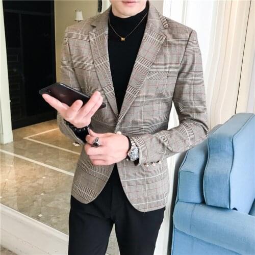 New Classic Retro Stripe Social blazer men Luxury Party Prom coat Fashion Mens Business Slim formal jacket Mens Suit Jacket