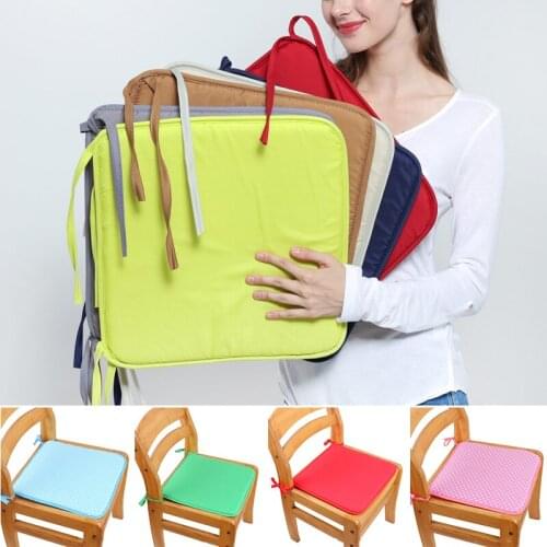 Solid Color Square Chair Cushion Seat Pad Polyester Dining Kitchen Office Chair Cushion With Ties Non-Slip Sofa Car Chair Pads