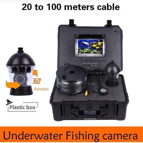20 to 100m Cable 360 Degree Rotation camera with 7inch TFT-LCD Display and HD 1000 TVL line Underwater Fishing Camera system