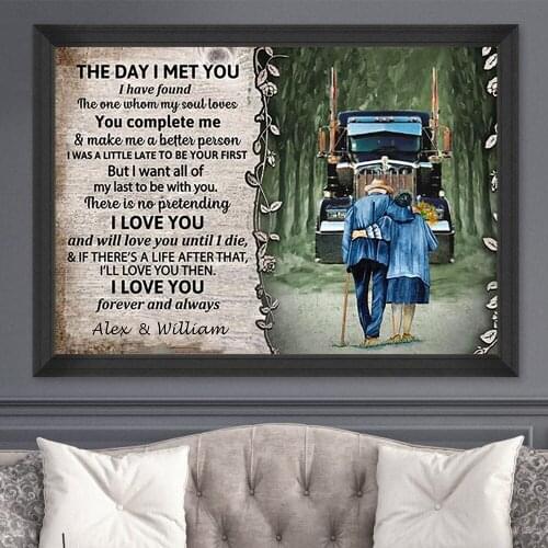 Personalized Name Customized Poster The Day I Met You I Found My Soul Truck Couple Art Wall Canvas Painting Home Decoration