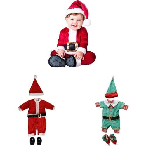 Baby First Christmas Xmas Santa Claus Elf Costume Outfit Dress Clothes+Hat+Shoes