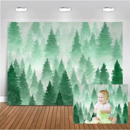 Christmas Backdrop for Photography Winter Blue Sky Snowflake Christmas Snow Forest Tree Background Oil Painting Banner Decor