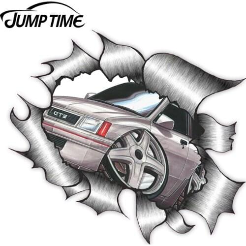 Jump Time Ripped Torn Metal Design For Retro Grey Car External Vinyl Car Sticker for Windows Bumper