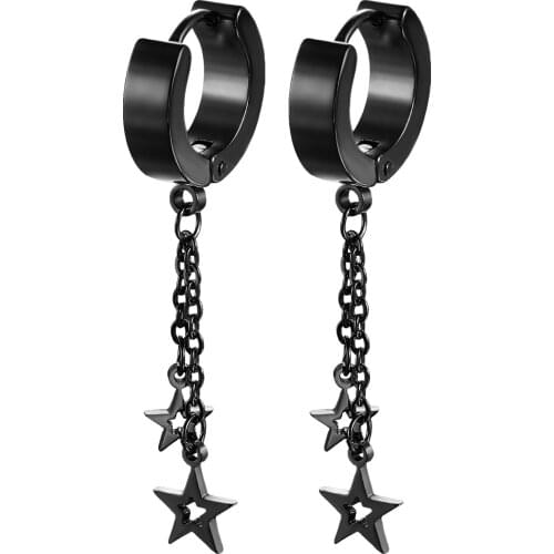 Fashion Five-pointed Star Hanging Earrings For Man Woman Geometry Pentagram Stainless Steel Earrings Brincos Oorbellen Bijoux