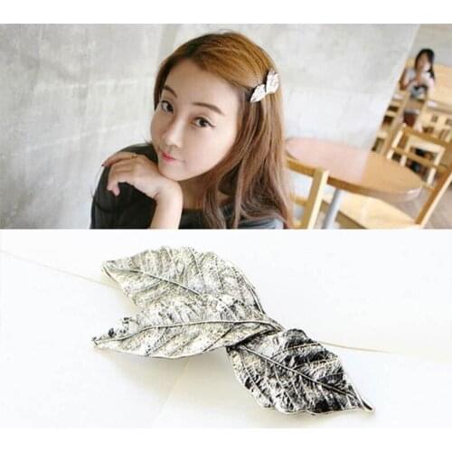 Alloy Grey Leaf Barrettes Hair Clips & Pins Headwear Hair Accessories for Women & Children