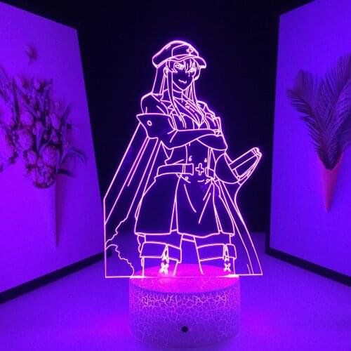 LED 3D Lamp Akame Ga Kill Anime Figure Esdese Nightlight for Bedroom Decor Night Light Birthday Gift Manga Light Esdeath