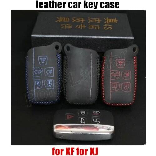 Only Red free shipping car key case fit for JAGUAR XF XJ car key case sewing Hand car styling genuine quality leather