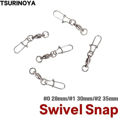 TSURINOYA 5PCS Strong Ball Bearing Rolling Swivels Snap 0# 1# 2# Fishing Connector Hard Lure Spoon Jig Fishing Accessories