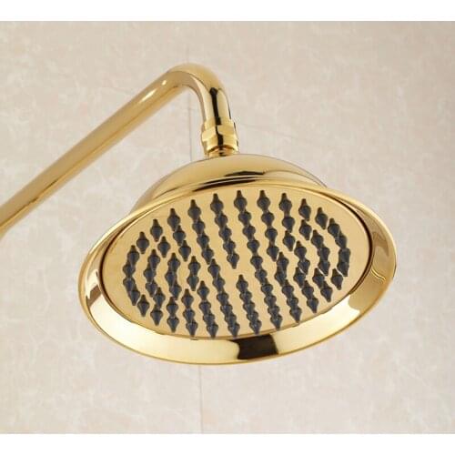 Vidric Shower Faucets Luxury Gold Bathroom Rainfall Shower Faucet Set Mixer Tap With Hand Sprayer Wall Mounted Bath Shower He