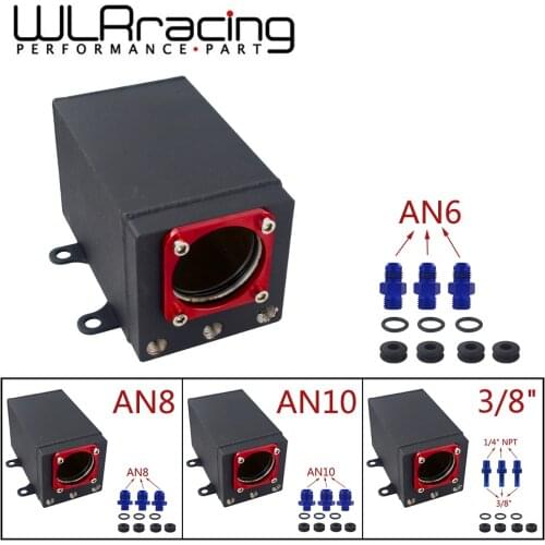 WLR - 60mm External 044 fuel pump tank racing Black Billet Aluminium Oil catch Can Single Fuel Surge Tank
