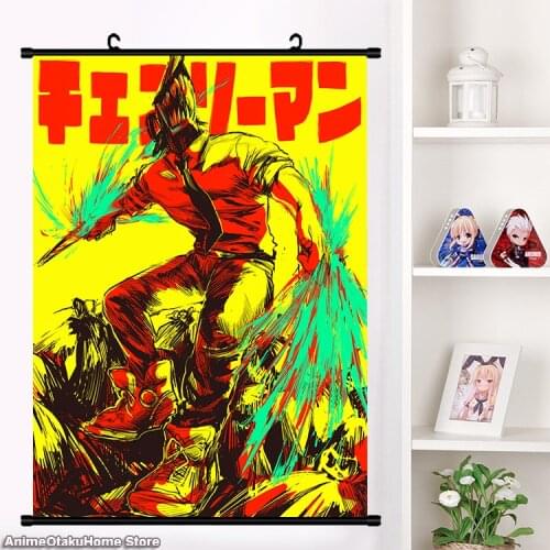 Japanese NEW Anime Chainsaw Man Pochita Makima Power Himeno Beam Wall Scroll Mural Poster Home Decor Collection Gifts