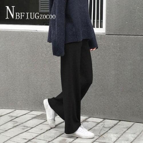Black Grey Color S-3XL Women Casual Pants Knitting Female Trousers