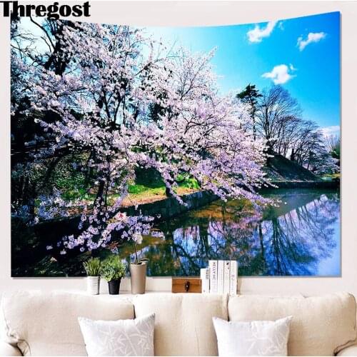 Floral Scenic Pattern Wall Hanging Mural Plants Printed Gobelin Living Room Home Decor Art Bohemian Bedspread Throw Blanket