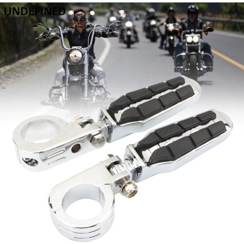 1 1/4"Motorcycle Pegs Highway Footpegs Engine Crash Bar w/Clamp Mount 32mm Footrests Custom for Harley Indian Roadmaster Vintage