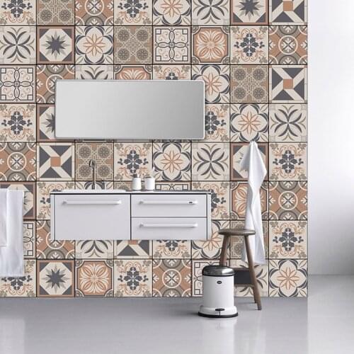 10 Pcs/Pack Nordic Wallpaper Sticker Waterproof PVC Self-Adhesive Backsplash Kitchen Bathroom Decor Wall Decor 20 x 20 cm